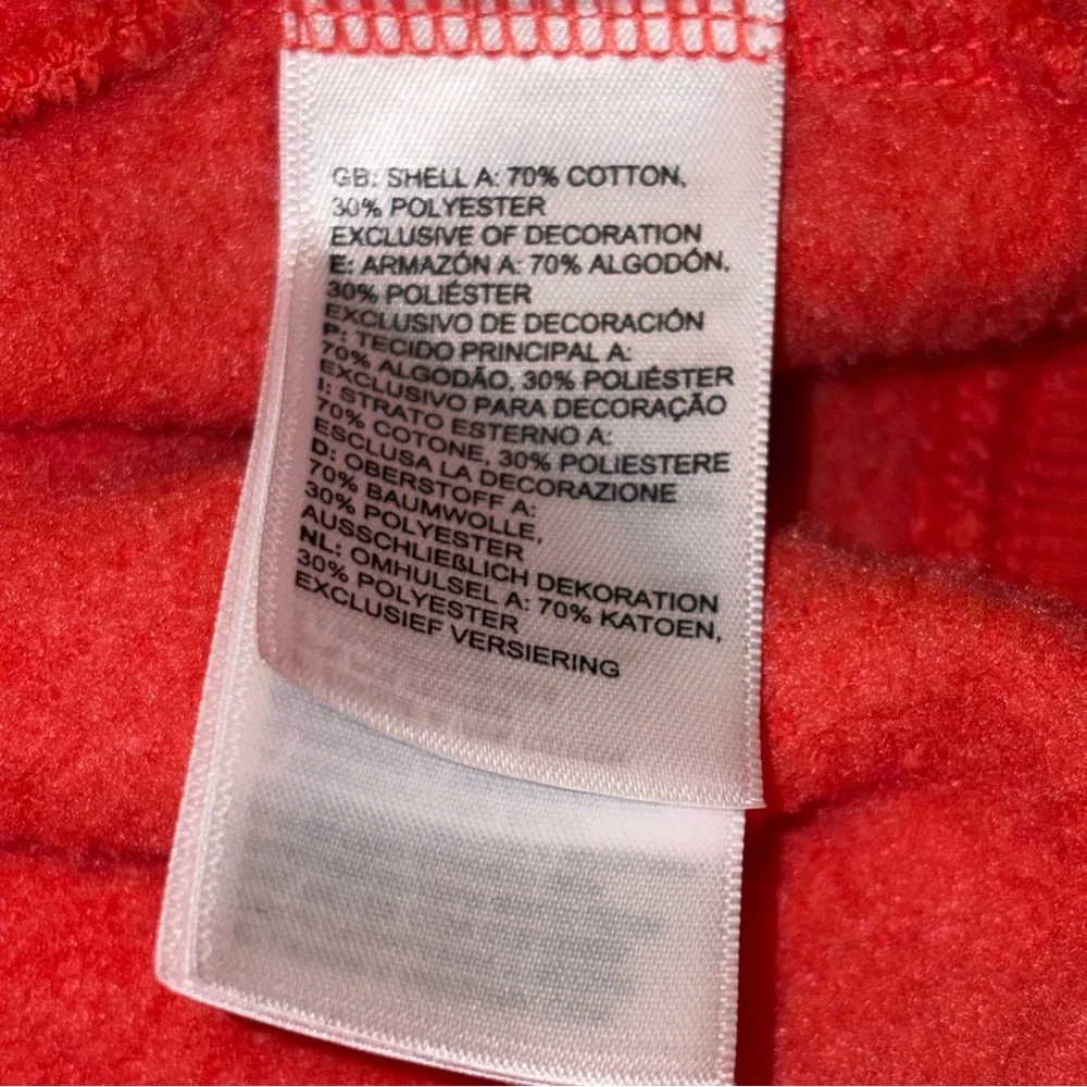 North Face Hoodie Pullover Big Logo Pouch Pocket Cotton unisex  Med Orange - Picture 5 of 7